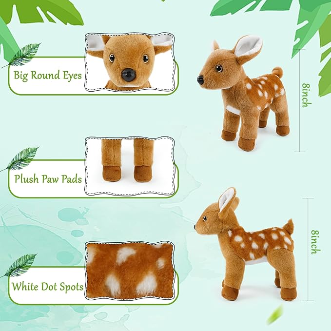 Stuffed Animals Toy Farm Animals 8 INCH,Plushies Stuffed Animals for Girls Plush Toys Little Stuffed Animal, Cute Stuffed Animal Plush Toy for Boy Girls (Standing Sika Deer)