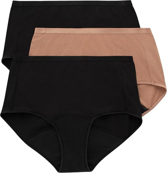 Hanes Women's Comfort, Period. Underwear, Bikini Period Underwear, Super Leaks Period Underwear, 3-pack