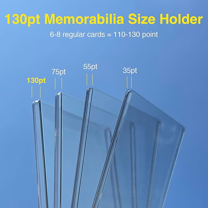 130pt Top Loaders for Cards, 3x4 Real Thick Holder with Protective Film, Toploader Card Protectors Hard Plastic, 10-Count