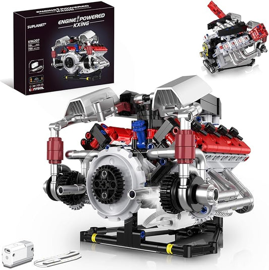 V8 Engine Building Blocks Kit That Run with LED Light and APP Control,Collectible Set for Adults,Car Engine Building Engineering STEM Projects for Kids Boys (700 Pcs)