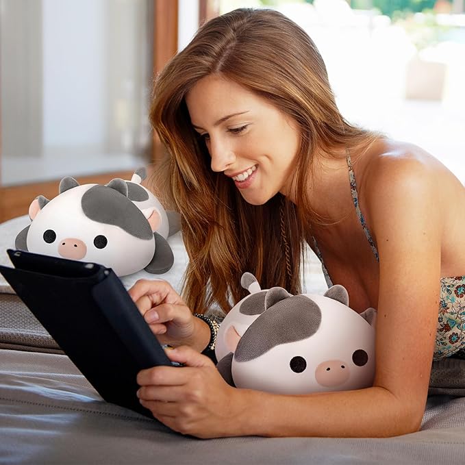 Cute Cow Plush Pillow, Kawaii Plushies White Cow Stuffed Animals, Squishy Plushies, Cuddle Plush Pillow for Kids & Girls (13 Inch)