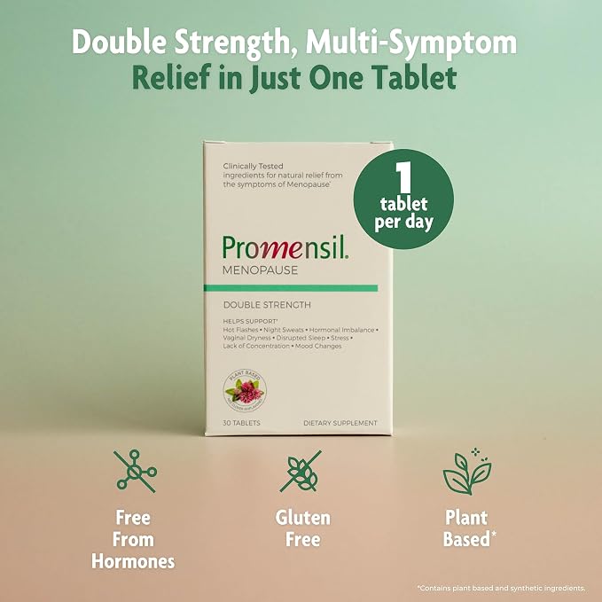 Promensil Menopause Double Strength Supplements - 30 Count, Pack of 3 | Red Clover & Isoflavones, Hot Flashes, Night Sweats, & Restlessness Support for Women, Menopause Supplements