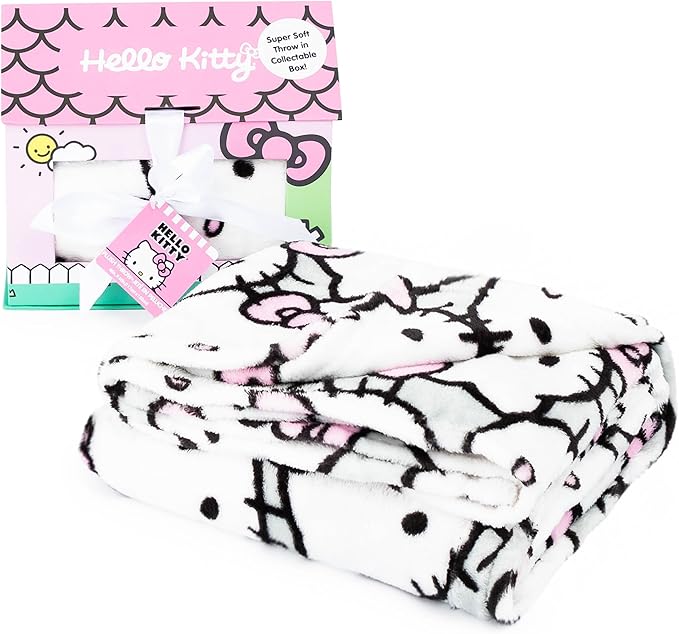Jay Franco Hello Kitty Throw Blanket with Playhouse Gift Box - Plush Throw Measures 46 x 60 Inches - Super Soft Special Edition Fleece Bedding