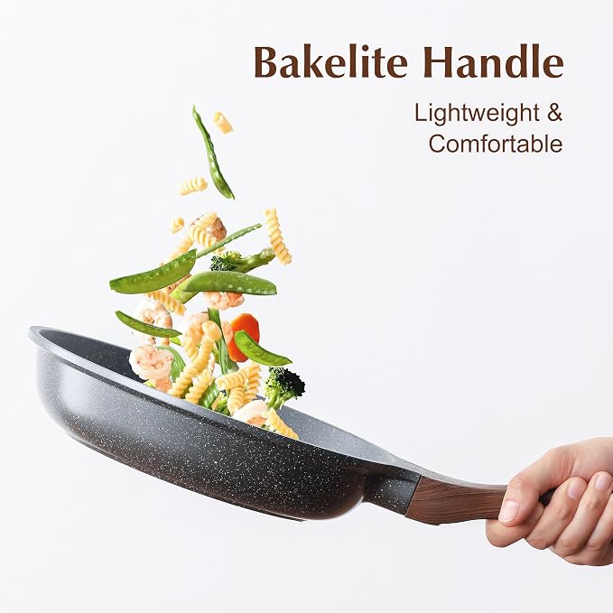 SENSARTE Nonstick Frying Pan Skillet, Swiss Granite Coating Omelette Pan, Healthy Stone Cookware Chef's Pan, PFOA Free (9.5 Inch)