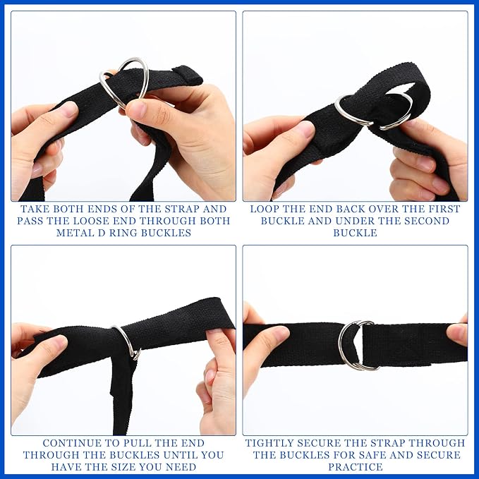 6 Pcs Yoga Strap for Stretching 8 ft Yoga Exercise Adjustable Straps Bands with Safe D Ring Buckle for Pilates, Gym Workouts, Fitness, Physical Exercise, Dance, Improve Flexibility
