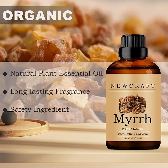 Myrrh Essential Oils 120ML, Pure and Natural Essential Oil with Dropper for Aromatherapy Diffuser, Soap Making & DIY - Myrrh/4 Fl Oz