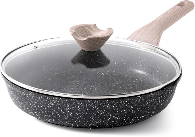 Kordisen Non Stick Frying Pan Skillet with Lid, 11 inch Cooking Pan | Non Toxic, Healthy, Induction Compatible, Heat Resistant Handle, PFOA Free