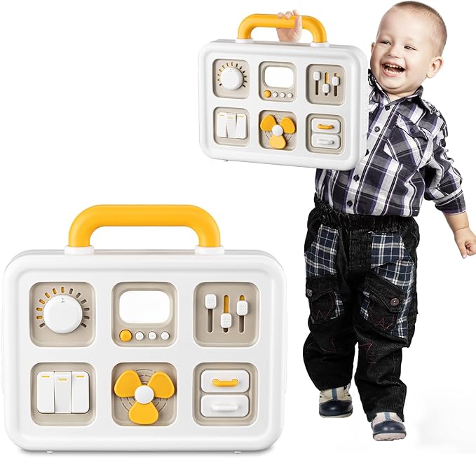Baby Busy Board Cube, Toys for Boy Girl, Montessori Travel Toys for Toddlers, Learning Fine Motor Skills| Birthday Gifts for Infant Boys Girls (Large Activity Board)