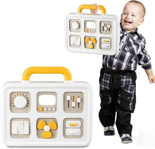 Baby Busy Board Cube, Toys for Boy Girl, Montessori Travel Toys for Toddlers, Learning Fine Motor Skills| Birthday Gifts for Infant Boys Girls (Large Activity Board)