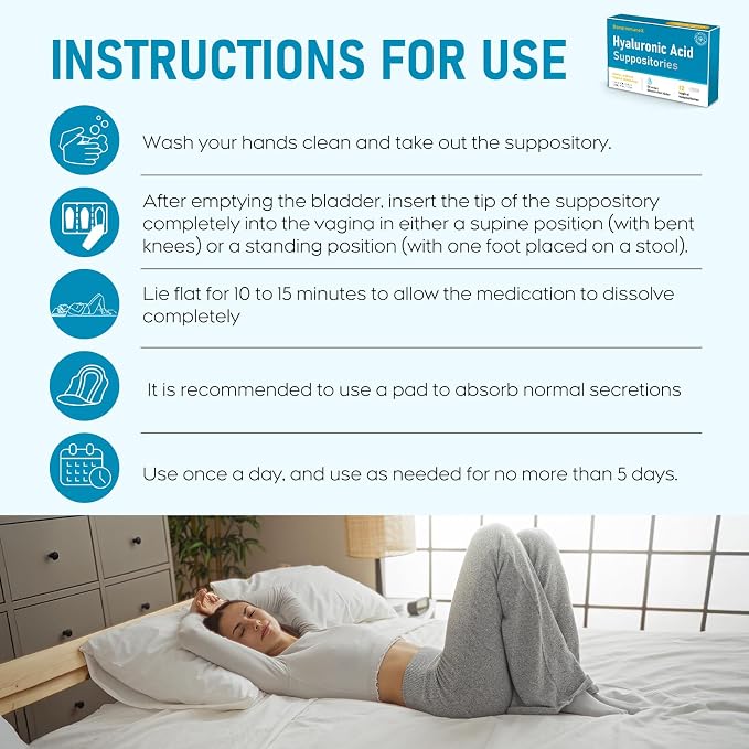 Hyaluronic Acid Vaginal Suppositories 10 mg for Women | Vaginal Moisturizer for Dryness, Itching & Irritation | Menopause & Intimate Care with Coconut Fatty Acids | Estrogen Free, 12 Count