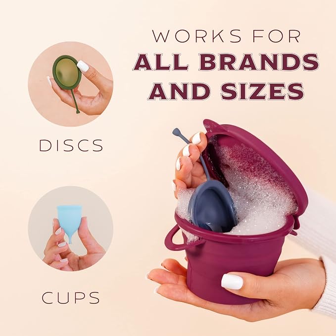 Pixie Menstrual Cup Compact Sterilizer for Feminine Care - Good for Public Restrooms, Camping or Dorms - Collapsible Cleaner Container for Your Menstrual Disc & Period Cup - Microwavable - Reusable