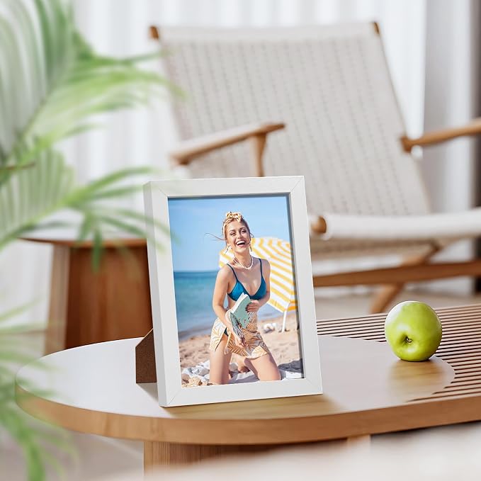 HappyHapi 4x6 Picture Frame Set of 10, Wall or Tabletop Display, White | White Picture Frames 4x6 Display Photos 3.5x5 with Mat or 4x6 without, Gallery Wall Frame Set, Modern Classic Home Decor