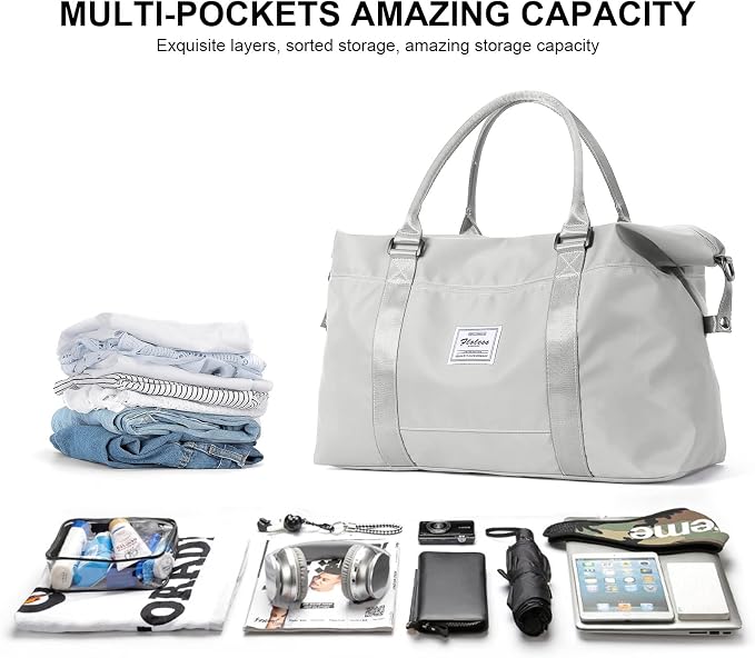 Travel Duffel Bag, Carry On Overnight Weekender Bags for Women | Travel Bag with Wet Pocket & Trolley Sleeve, For Spirit Airlines 18x14x8 Personal Item Bag