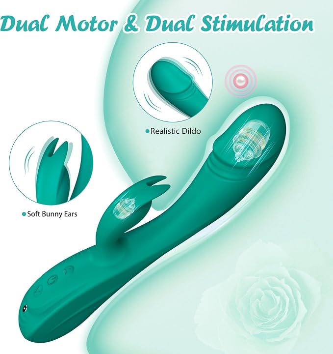 Rabbit G Spot Vibrator Sex Toys, 7 * 7 Vibrating Modes 8.4'' Couple Realistic Vibrators Anal Dildo Wand Adult Toys, Adult Sex Toys for Women and Couples Pleasure (Dark Green)