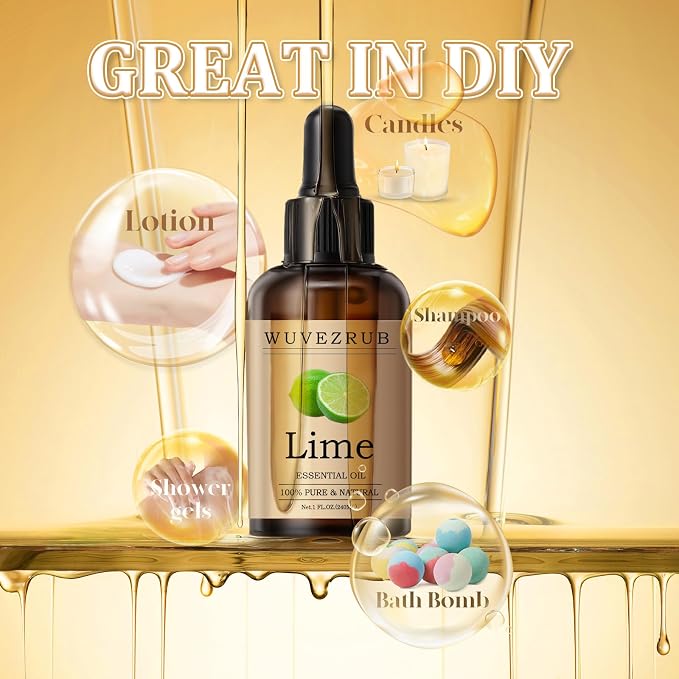 Lime Essential Oil 120ML - 100% Pure and Natural Oils for Aromatherapy Diffuser - 4 Fl Oz/Lime