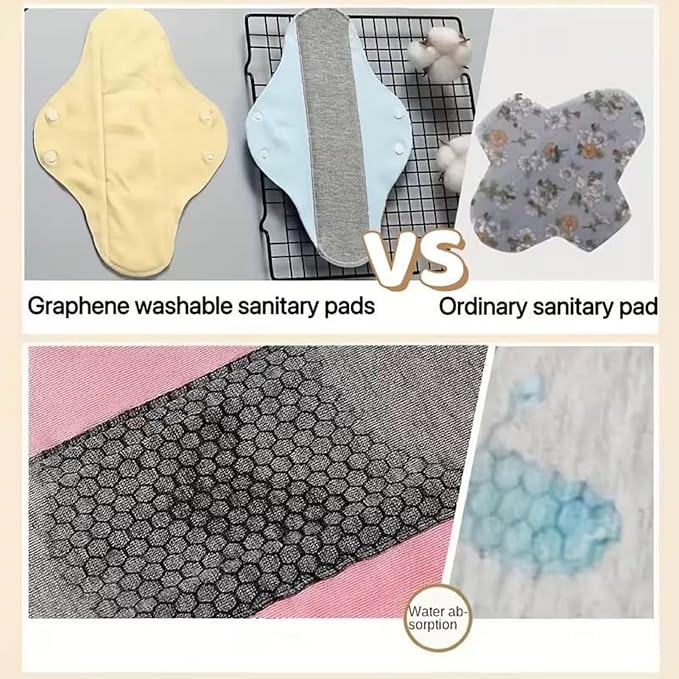 6 Pieces Reusable Menstrual Pads Reusable Sanitary Pads Leak-Proof Washable Panty Liners Soft Cloth Menstrual