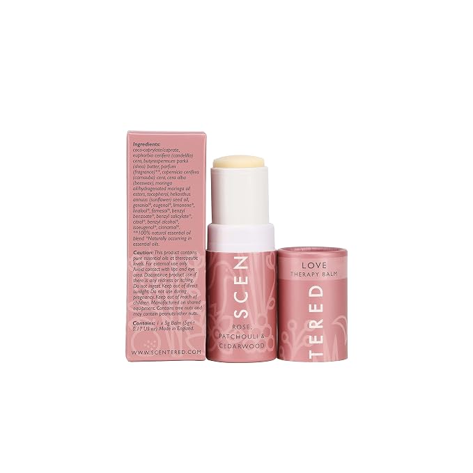 Scentered Aromatherapy Balm Stick - Love - Rose Essential Oils Rub On for Emotional Regulation & Balance with Ylang Ylang & Cedarwood - Gifts for Valentines Day for Her