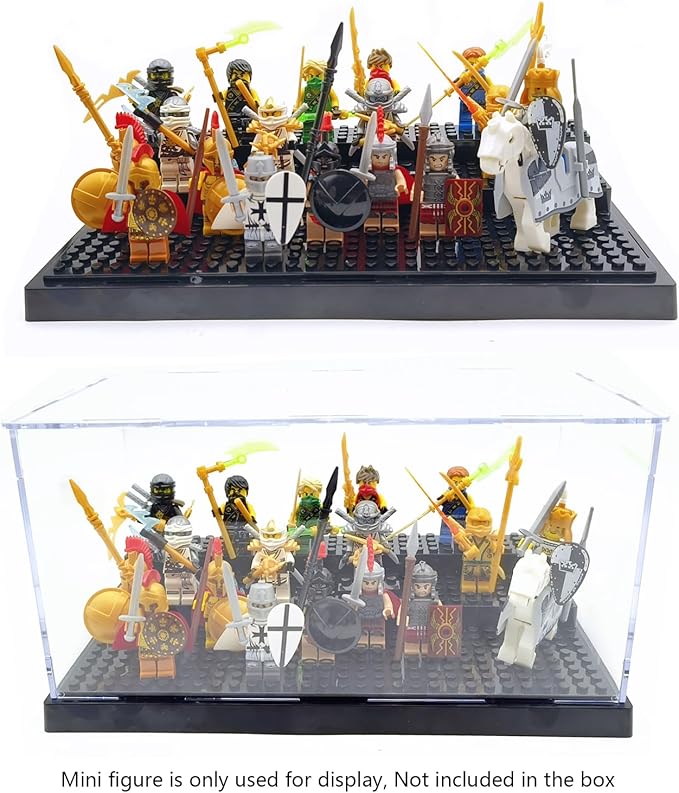 Acrylic Display case for Minifigure Action Figures Blocks,Toys Models Minifigures Building Display Box Storage,Dustproof Showcase for Collection Bricks Blocks ,3-Level,Clear & Removable