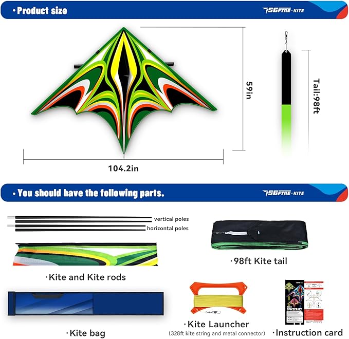 SGftre Delta Kite for Kids & Adults，Extremely Easy to Fly for Beginners，Kites for Beach Trip Park Family Outdoor Activities