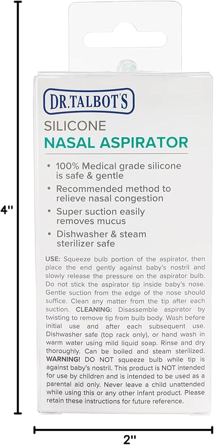 Dr. Talbot's Nasal Aspirator for Babies - Silicone - with Storage Case - Blue Elephant