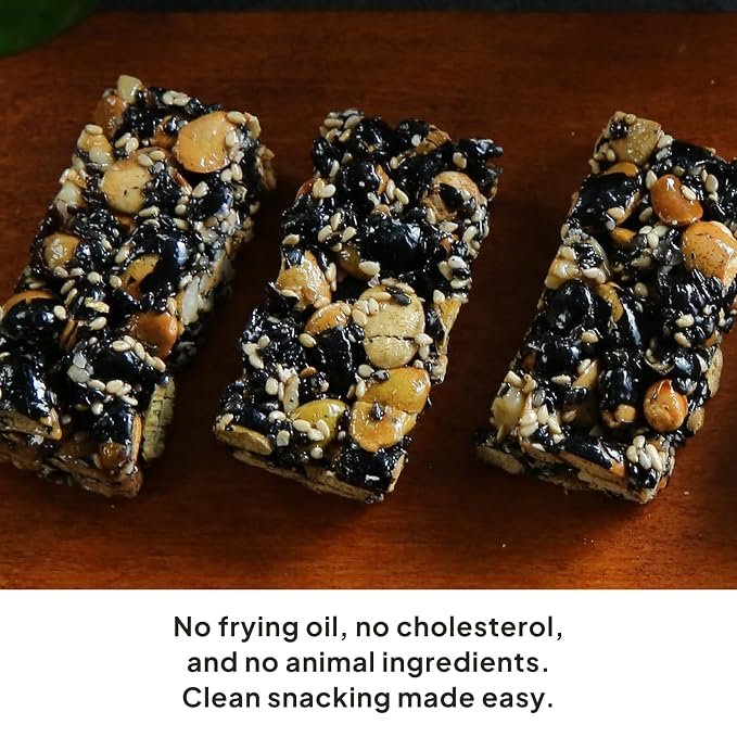Korean Food Vegan Black Soybean Snack Bar, Grains & Nuts, 24Ct Pack Set | Roasted grains and nuts bound with bellflower, ginger, and rice syrup in convenient snack bars