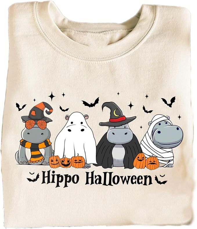 YOUNG GREEN Halloween Party Crewneck Sweatshirt Cute Ghost Sweatshirt Gift For Womens Spooky Season Shirt