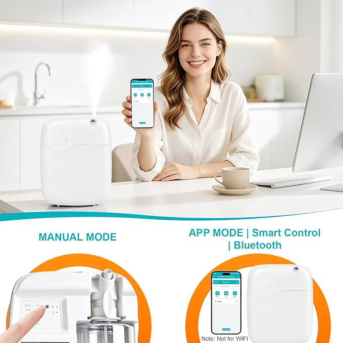 Scent Air Machine for Home, Bluetooth Smart Cold Air Scent Machine with 400ml Oil Bottle, 2000 Sq.Ft Coverage Aromatherapy Diffusers for Large Room Home Hotel Office Spa with App Control (White)