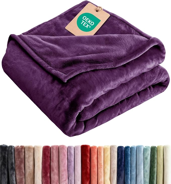 Fleece Blanket Twin Size - Ultra-Soft Warm Flannel Fleece Blanket - Purple | Soft, Warm, Outdoor Picnic Blanket for Camping, Travel, Lightweight, Cozy, Anti-Static, Home Decor Gifts for Men & Women