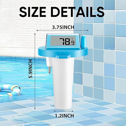 Solar Pool Thermometer Floating Easy Read - IPX8 Waterproof Digital Pool Water Temperature Thermometer for Swimming Pools, Hot Tubs, Ponds, Ice Baths