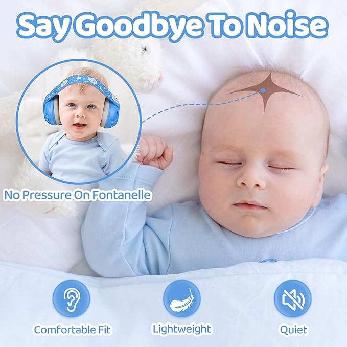 Baby Earmuffs-Infant Ear Protection for Babies 0-36 Months,Infant Headphones with Little Bear Design Noise Cancelling Headphones for Improves Sleep,Baby Travel Essentials for Airplane/Sleep