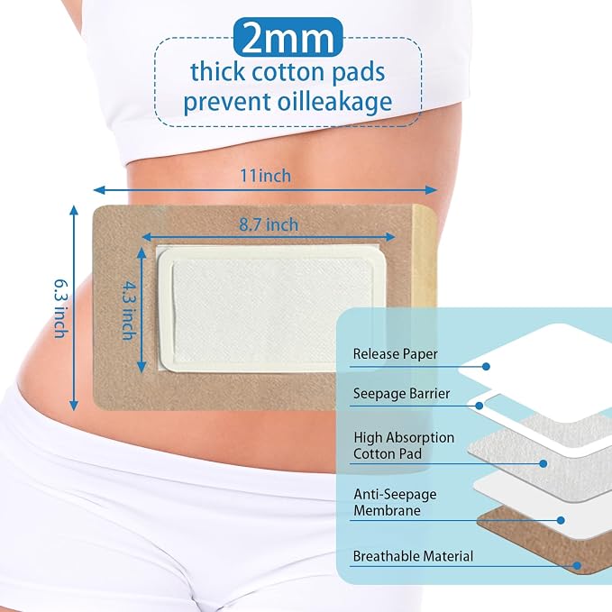 15 Pcs Castor Oil Pack Wrap, Disposable Portable Castor Oil Packs Patches with Anti Leakage Cotton for Belly/Leg/Back (Oil Not Included), 11" x 6.3"