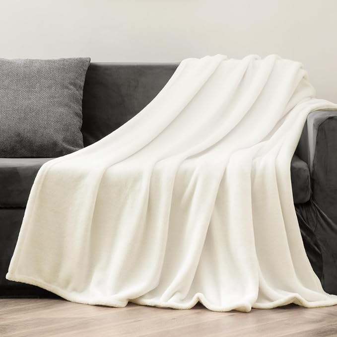 BEDELITE Fleece Blanket Soft Plush Throw for Couch Cream 50"x70" | Ultra Soft Fleece, Plush Microfiber, Lightweight Warmth, All Season Comfort, Fade Resistant, Machine Washable, Couch Sofa Bed
