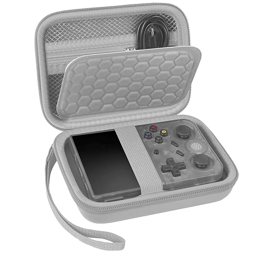 PAIYULE Travel Case Compatible with RG353V/ RG353VS/ R36S Retro Handheld Game Console, Handheld Emulator Storage Holder Organizer, Android Game Console Carrying Bag (Grey) (Box Only)