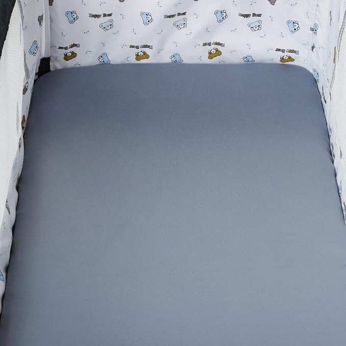 Pack n Play Sheet Stretchy Fitted Portable Mini Crib Sheets Set 2 Pack,Playard Sheets Convertible Playard Mattress Cover,Ultra Soft Jersey Material, White & Grey