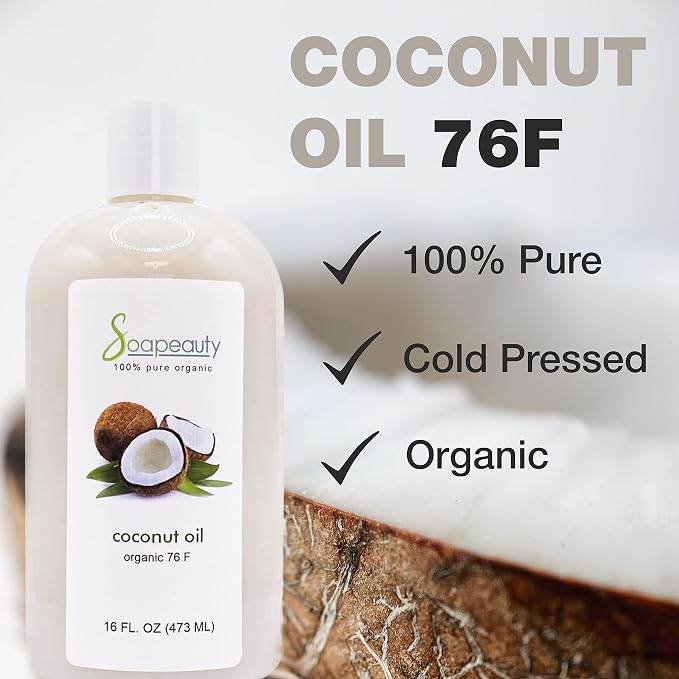 Soapeauty Coconut Oil 76 Degree Cold Pressed | Natural Carrier Oil for Candle Making & Soap Making, Face, Skin Care, Hair Care | 8 Oz