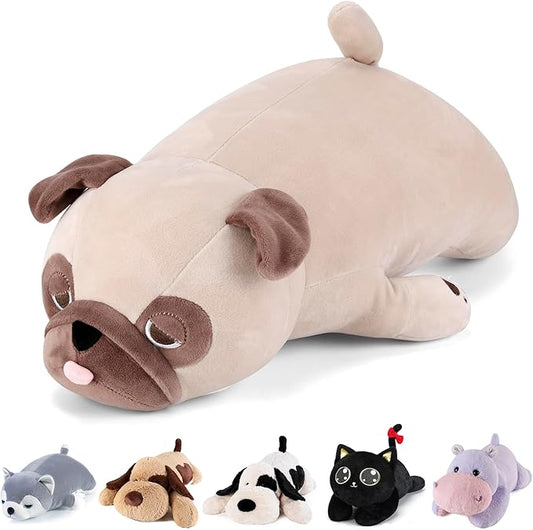 meowtastic Pug Weighted Stuffed Animals - 21 Inch 3.5 Pounds Weighted Plush Bulldog Stuffed Animals - Big Pug Toys Pillow - Cute Plush Toys Gifts for Kids & Adults (21" 3.5 lbs)