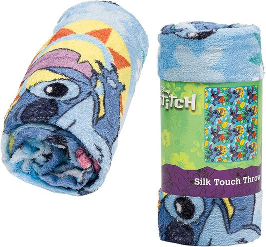 Northwest Disney Lilo & Stitch Silk Throw Blanket 40""X50"", Single, Blue, 91897