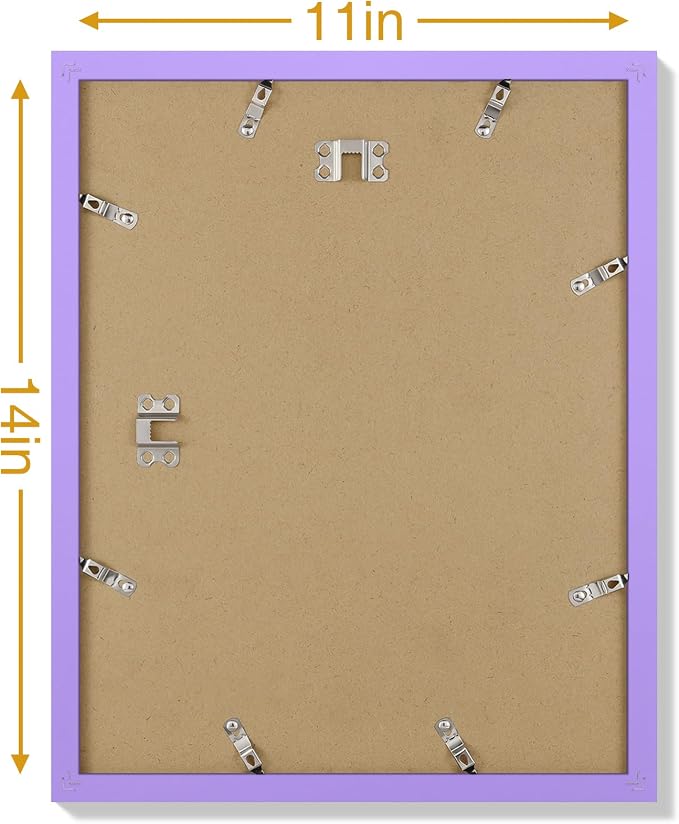 Vittanly 11x14 Picture Frames Set of 9 for Wall Mounting, Purple | Display Pictures 8x10 with Mat or 11x14 without Mat, Engineered Wood with Shatter Resistant Plexiglass, Gallery Photo Frames