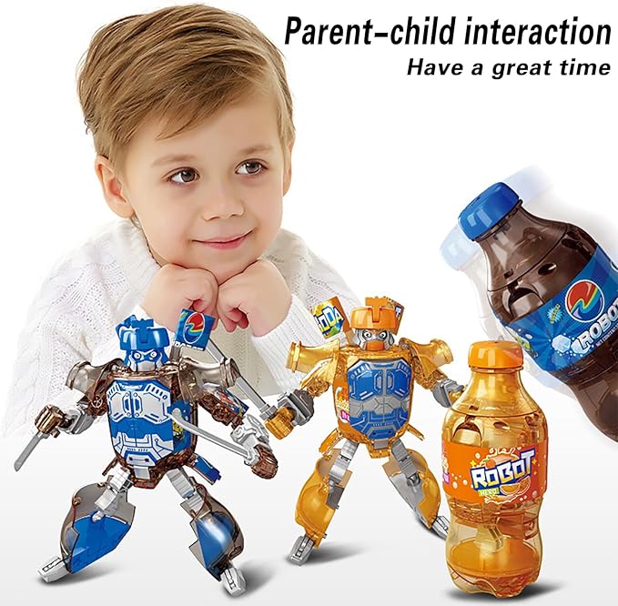 Atlodas 2025 New Beverage Bottles Deformation Robot Toys, Soda Can Transforming Robot Toys for Kids Gift, Creative Soda Deformation Figures for Boys, Birthday Christmas Choice for Boyfriend (Green)