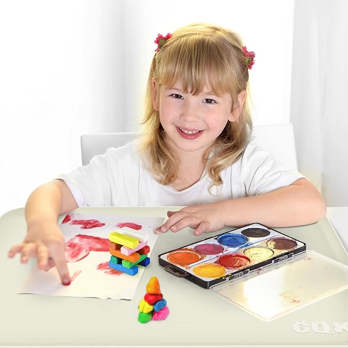 Silicone Art Mat for Crafts, 24" x 16" Painting Mat for Kids with Raised Sides to Stay Tidy, Paint Craft Mats for Clay, Resin, Slime, Jewelry-Making & Crafts Creation (White)