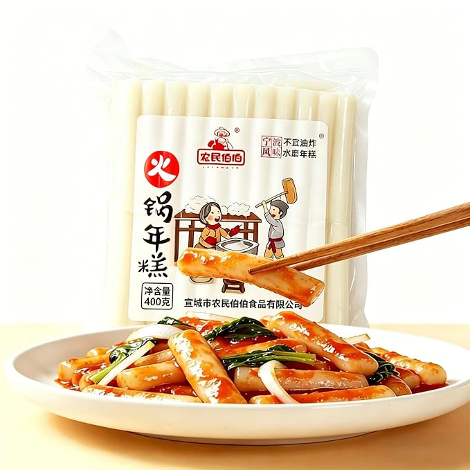 Rice Cake Sticks – Chewy Cylindrical, for Tteokbokki & Stir-Fries, 14.11 oz