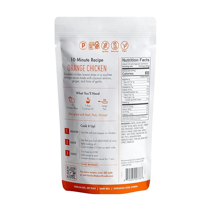Kevin's Natural Foods Orange Simmer Sauce, 3 Pack | Keto and Paleo Stir-Fry Sauce, Gluten Free, No Preservatives, Non-GMO