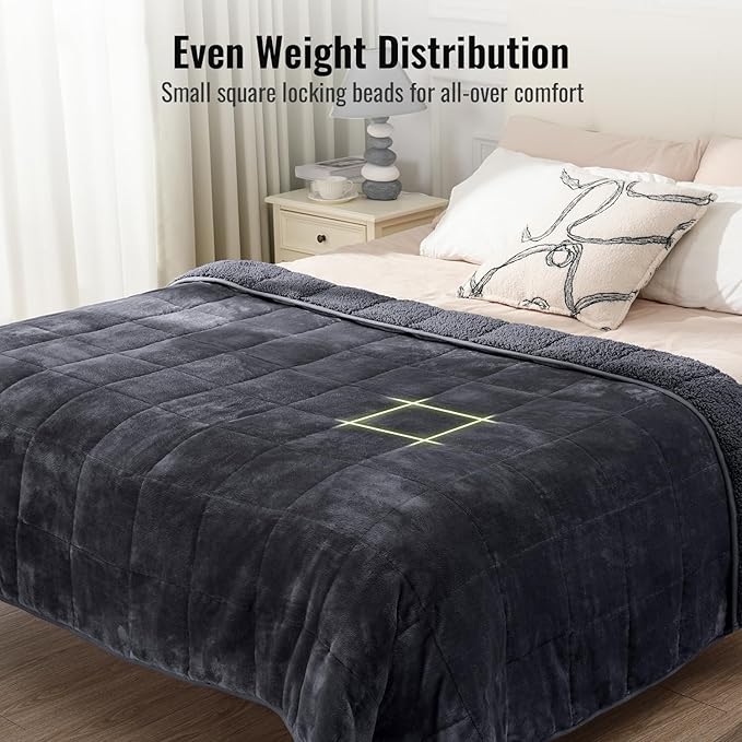 Uttermara Blankets for Adults King Size, 15lbs 80x87 inches Blanket with Soft Warm Plush Sherpa Fleece, Washable Thick Throw, Dark Grey