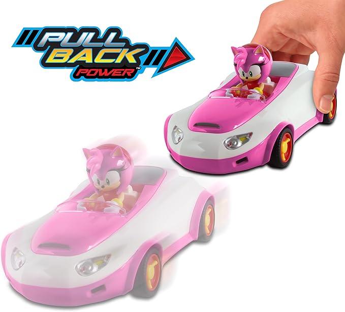 NKOK Team Sonic Pull Back Racer - Amy Rose; No Batteries Required; Pull Back, Let go, and Watch Amy Rose Race