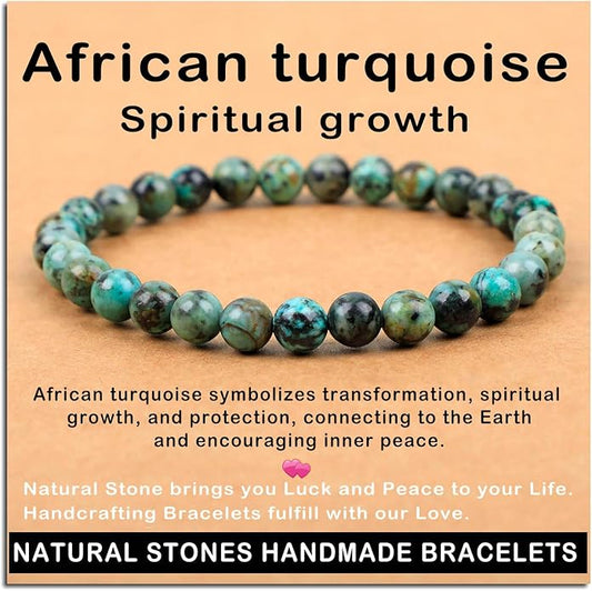 AD Beads Handmade Gemstone Stretch Elastic Bracelet Crystal Healing Reiki Nature's Beauty and Spiritual Essence Unisex