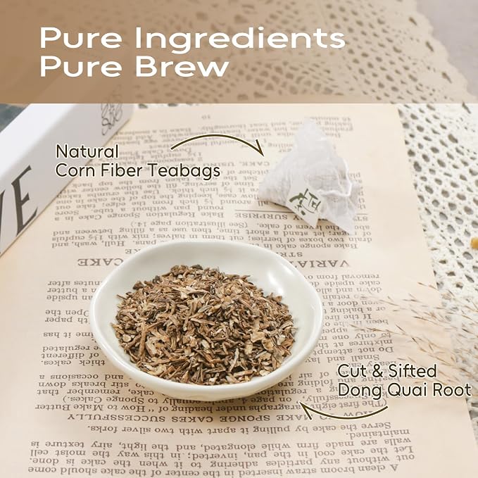FullChea - Dong Quai Tea, 30 Count - Cut & Sifted Angelica Sinensis Root | Cut & sifted dong quai root, mild smooth herbal flavor, mild soothing properties, daily wellness comfort, caffeine-free