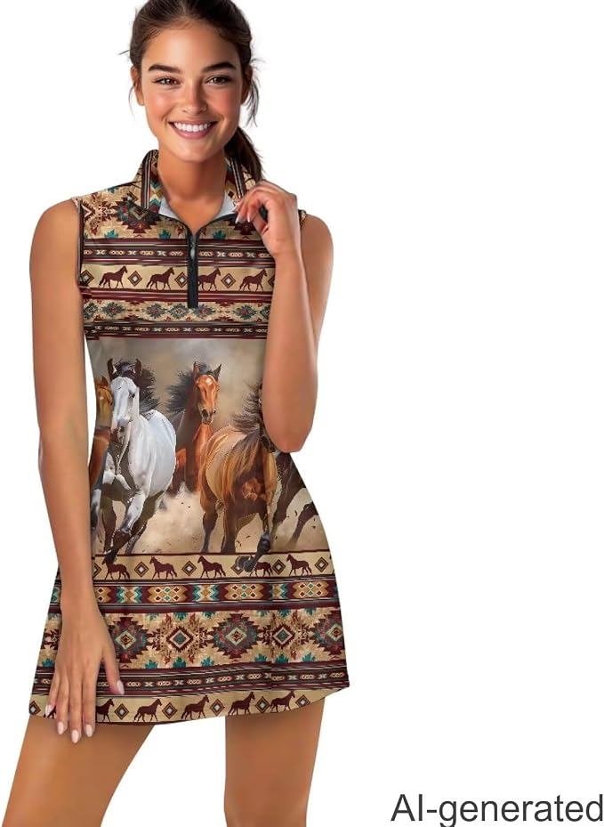 Golf Dress Tennis Dresses for Women with Built in Shorts and Pockets Sleeveless Athletic Dress Workout Dress