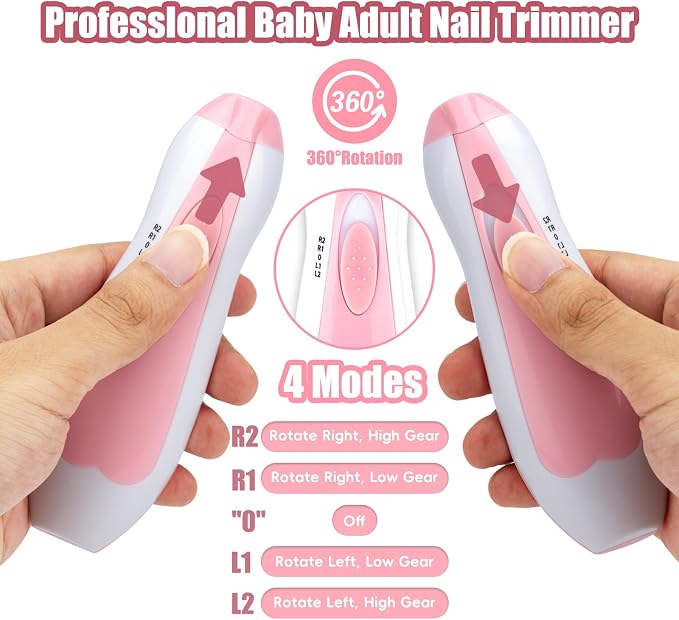 Qunlions life Baby Nail Trimmer Electric-12 in 1 Baby Nail Clippers Safe Baby Nail File Kit with a Nail Clipper, Scissor, Tweezers, and Nail Files