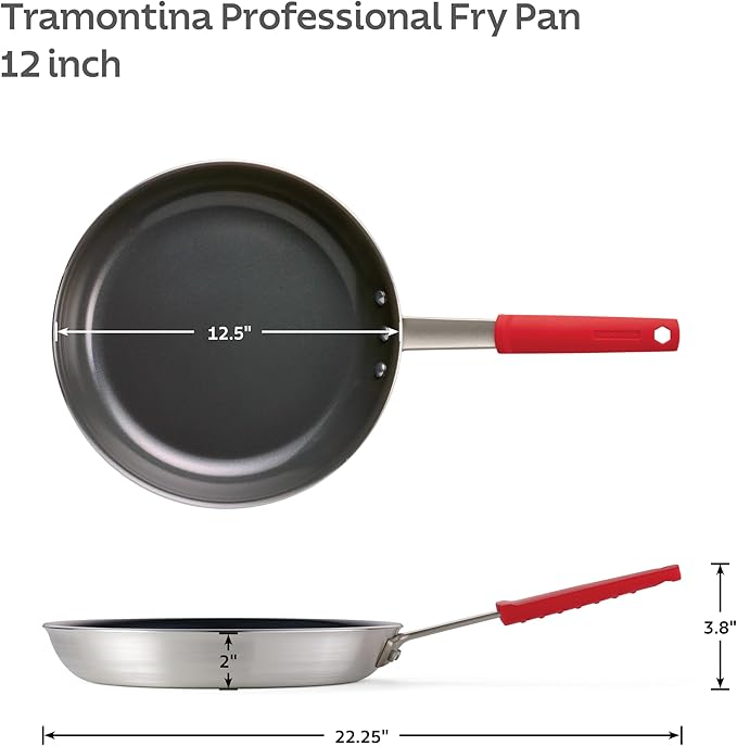 Tramontina Professional 12-Inch Ceramic Non Stick Large Frying Pan, Heavy-Gauge Aluminum Skillet with Ceramic Nonstick Coating, Dishwasher and Oven Safe, Black