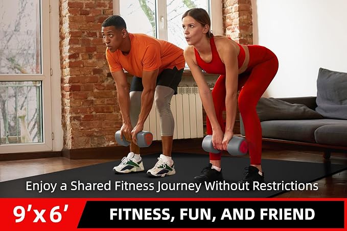 GymCope Large Exercise Mat for Home Workout,12‘x6’/10'x6'/9'x6'/8'x6'/7'x5'/6'x4' (7mm) Extra Thick Workout Mat, High-Density Gym Mat for Cardio, Jump Rope, MMA, Weights (Shoe-Friendly)